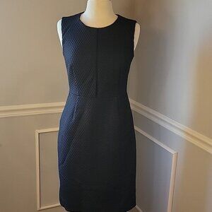 J.CREW Navy Blue Textured Circle Professional Party Office Pencil Sheath Dress 4